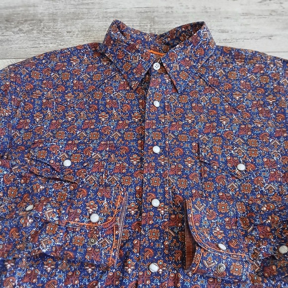 Panhandle Rough Stock Mens Medium Western Shirt Floral Print Long Sleeve - Picture 1 of 9